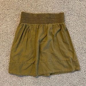 Zara Basic Olive Green Elastic Waist Mini Skirt